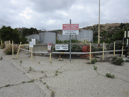 This photo shows the Alfa-Bravo Fuel Farm tanks in March 2017, prior to demolition.