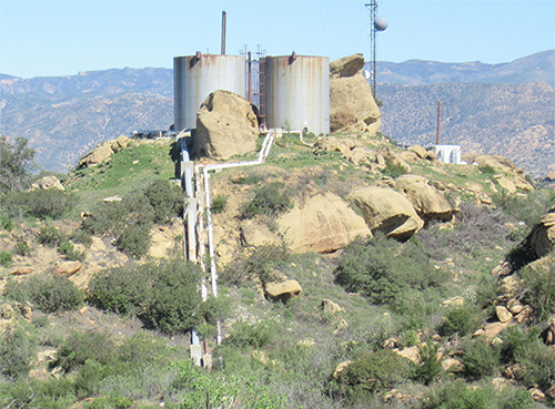 This photo shows the Alfa Hill tanks in March 2017, prior to demolition.